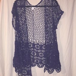 🏖 Cato Navy Blue Cotton Lace Tunic 🏖